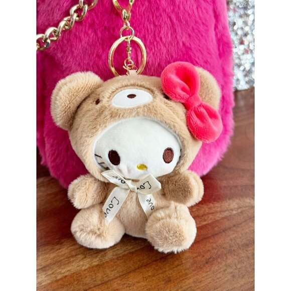 Hello Kitty Key Ring, Purse Accessory Accent Stuffed Teddy Bear Hello Kitty - Picture 3 of 7